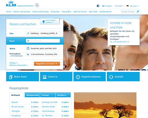 klm.com besuchen